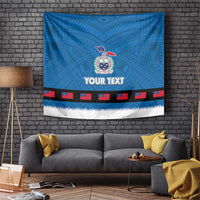Samoa Merry Christmas Tapestry Santa Suit Style With Tatau Tattoo Pattern LT03 Blue - Polynesian Pride