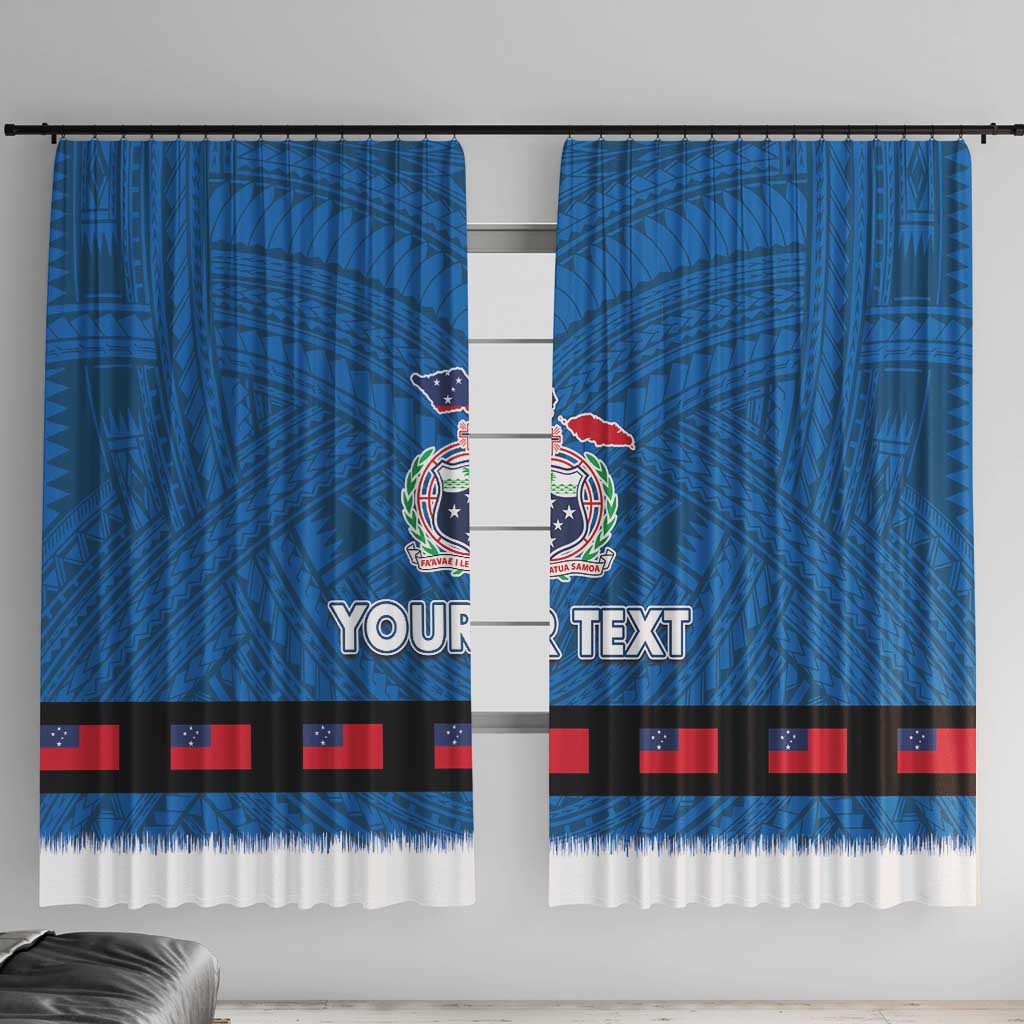 Samoa Merry Christmas Window Curtain Santa Suit Style With Tatau Tattoo Pattern LT03 With Hooks Blue - Polynesian Pride