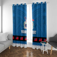 Samoa Merry Christmas Window Curtain Santa Suit Style With Tatau Tattoo Pattern LT03 With Grommets Blue - Polynesian Pride