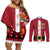 Papua New Guinea Merry Christmas Couples Matching Off Shoulder Short Dress and Long Sleeve Button Shirt Santa Suit Style With Melanesian Pattern