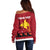 Papua New Guinea Merry Christmas Off Shoulder Sweater Santa Suit Style With Melanesian Pattern