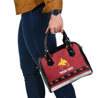 Papua New Guinea Merry Christmas Shoulder Handbag Santa Suit Style With Melanesian Pattern LT03 - Polynesian Pride