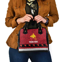 Papua New Guinea Merry Christmas Shoulder Handbag Santa Suit Style With Melanesian Pattern LT03 - Polynesian Pride