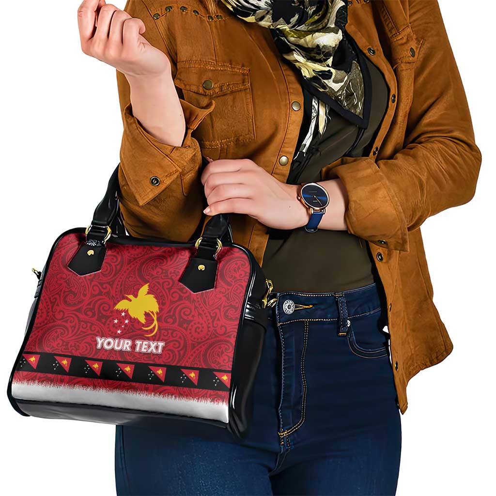 Papua New Guinea Merry Christmas Shoulder Handbag Santa Suit Style With Melanesian Pattern LT03 - Polynesian Pride