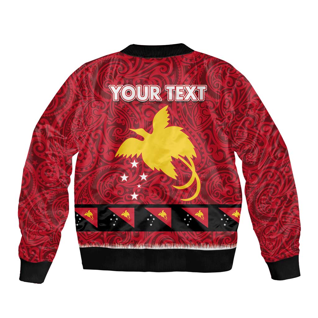 Papua New Guinea Merry Christmas Sleeve Zip Bomber Jacket Santa Suit Style With Melanesian Pattern LT03 - Polynesian Pride