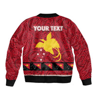 Papua New Guinea Merry Christmas Sleeve Zip Bomber Jacket Santa Suit Style With Melanesian Pattern LT03 - Polynesian Pride