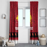 Papua New Guinea Merry Christmas Window Curtain Santa Suit Style With Melanesian Pattern LT03 - Polynesian Pride
