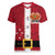 Papua New Guinea Merry Christmas Women V-Neck T-Shirt Santa Suit Style With Melanesian Pattern