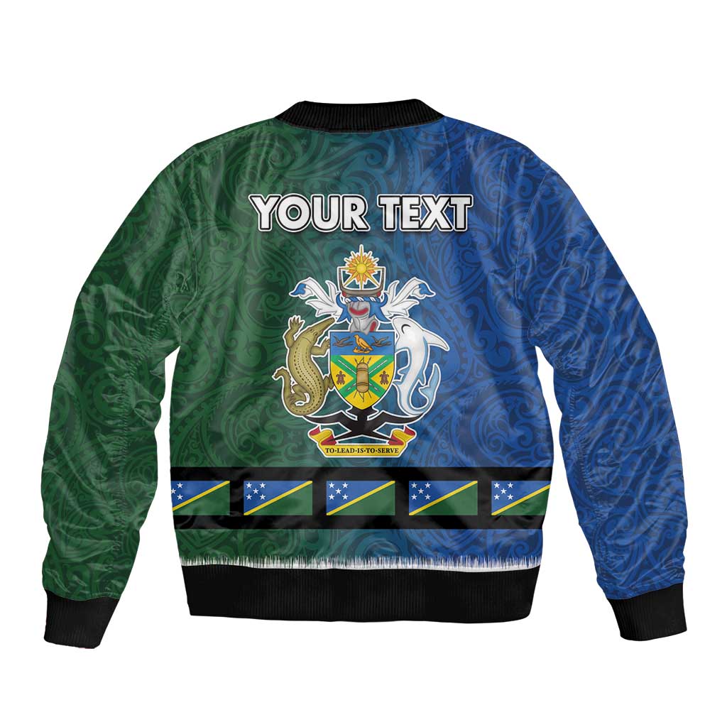 Solomon Islands Merry Christmas Bomber Jacket Santa Suit Style With Melanesian Pattern LT03 - Polynesian Pride