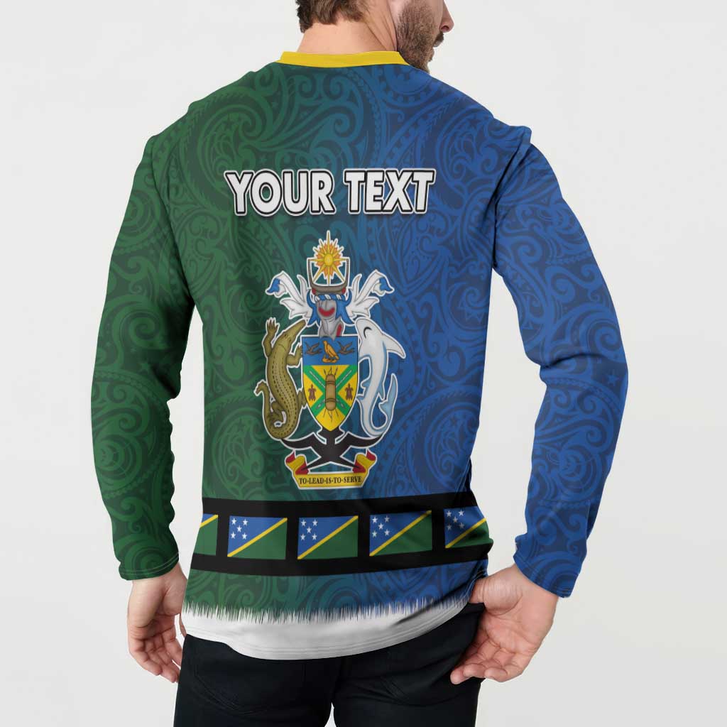 Solomon Islands Merry Christmas Button Sweatshirt Santa Suit Style With Melanesian Pattern LT03 - Polynesian Pride