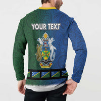 Solomon Islands Merry Christmas Button Sweatshirt Santa Suit Style With Melanesian Pattern LT03 - Polynesian Pride
