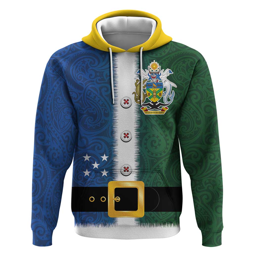 Solomon Islands Merry Christmas Hoodie Santa Suit Style With Melanesian Pattern LT03 Pullover Hoodie Green - Polynesian Pride