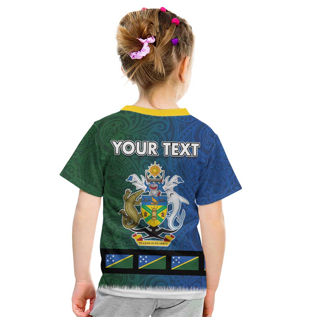 Solomon Islands Merry Christmas Kid T Shirt Santa Suit Style With Melanesian Pattern LT03 - Polynesian Pride
