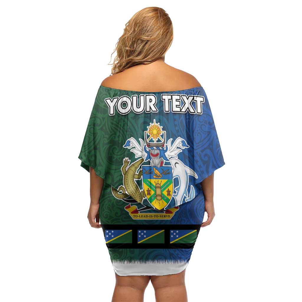 Solomon Islands Merry Christmas Off Shoulder Short Dress Santa Suit Style With Melanesian Pattern LT03 - Polynesian Pride