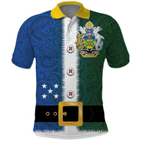 Solomon Islands Merry Christmas Polo Shirt Santa Suit Style With Melanesian Pattern LT03 Green - Polynesian Pride