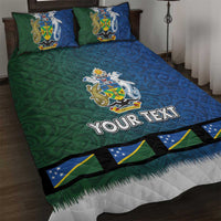 Solomon Islands Merry Christmas Quilt Bed Set Santa Suit Style With Melanesian Pattern LT03 Green - Polynesian Pride