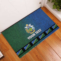 Solomon Islands Merry Christmas Rubber Doormat Santa Suit Style With Melanesian Pattern LT03 - Polynesian Pride