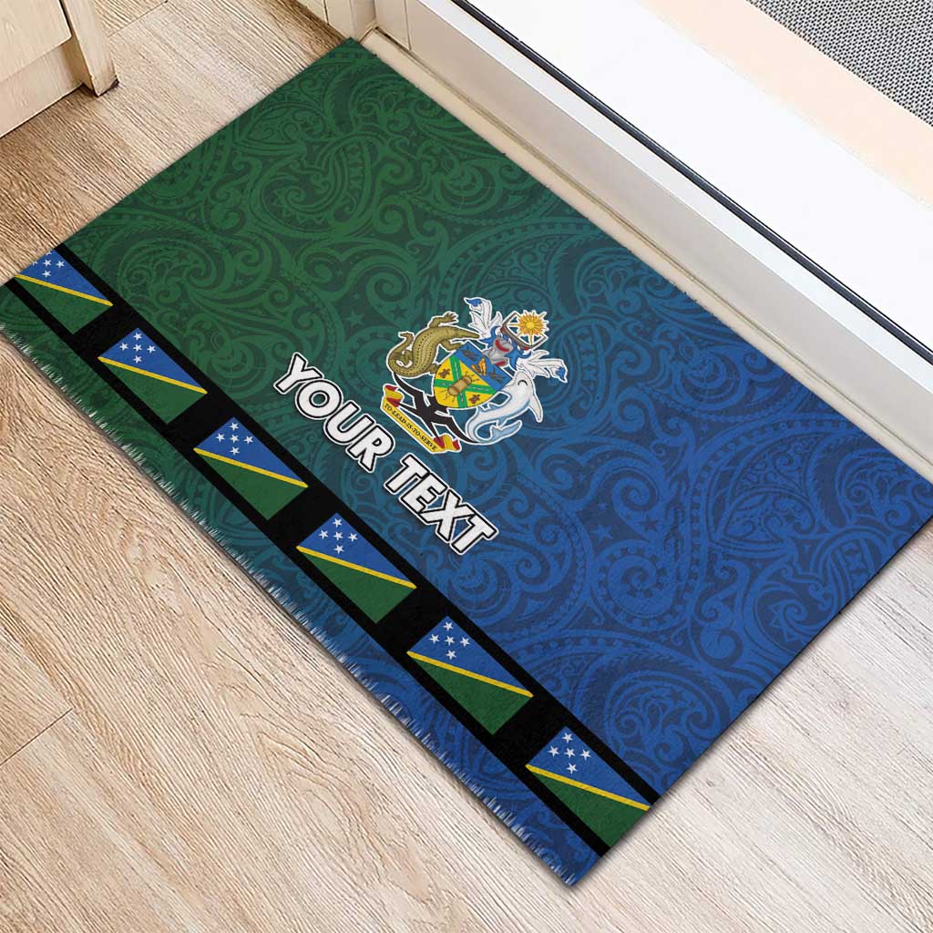 Solomon Islands Merry Christmas Rubber Doormat Santa Suit Style With Melanesian Pattern LT03 - Polynesian Pride