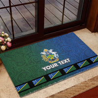 Solomon Islands Merry Christmas Rubber Doormat Santa Suit Style With Melanesian Pattern LT03 - Polynesian Pride