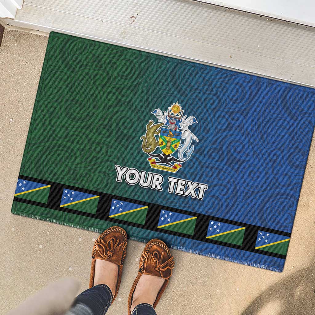 Solomon Islands Merry Christmas Rubber Doormat Santa Suit Style With Melanesian Pattern LT03 - Polynesian Pride