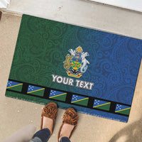 Solomon Islands Merry Christmas Rubber Doormat Santa Suit Style With Melanesian Pattern LT03 - Polynesian Pride