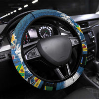 Solomon Islands Merry Christmas Steering Wheel Cover Santa Suit Style With Melanesian Pattern LT03 Universal Fit Green - Polynesian Pride