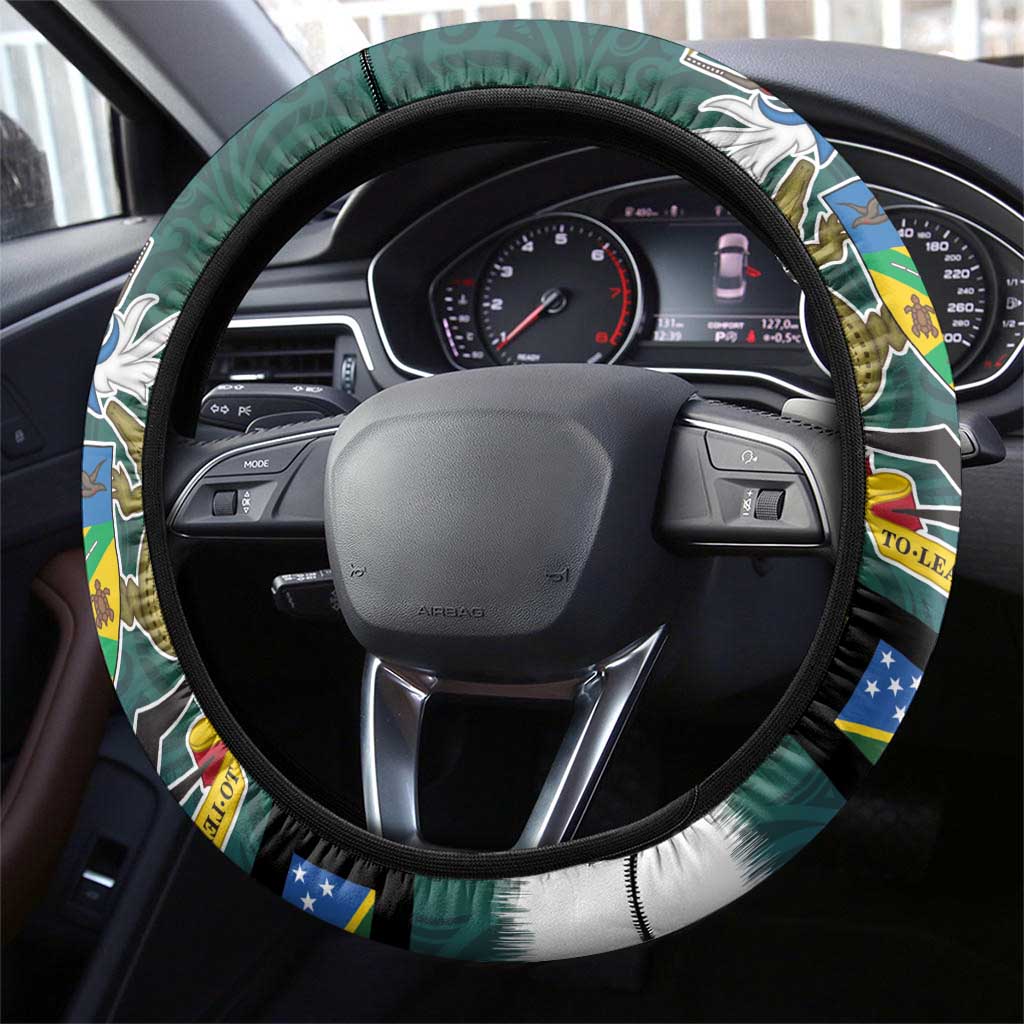 Solomon Islands Merry Christmas Steering Wheel Cover Santa Suit Style With Melanesian Pattern LT03 - Polynesian Pride