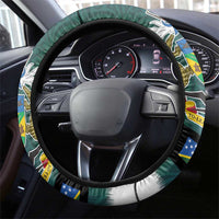 Solomon Islands Merry Christmas Steering Wheel Cover Santa Suit Style With Melanesian Pattern LT03 - Polynesian Pride