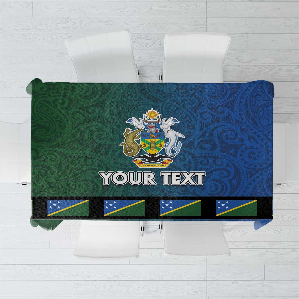 Solomon Islands Merry Christmas Tablecloth Santa Suit Style With Melanesian Pattern LT03 Green - Polynesian Pride