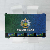 Solomon Islands Merry Christmas Tablecloth Santa Suit Style With Melanesian Pattern LT03 Green - Polynesian Pride