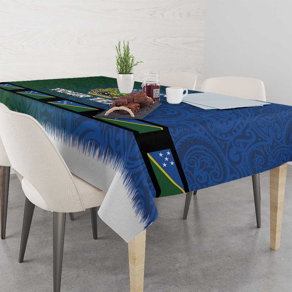 Solomon Islands Merry Christmas Tablecloth Santa Suit Style With Melanesian Pattern LT03 - Polynesian Pride