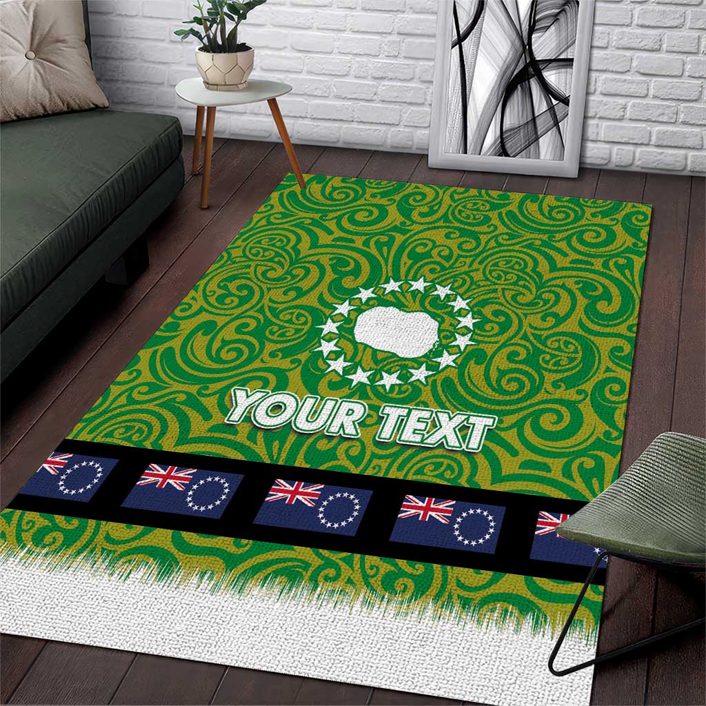 Cook Islands Merry Christmas Area Rug Santa Suit Style With Polynesian Pattern LT03 Green - Polynesian Pride