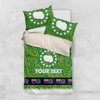 Cook Islands Merry Christmas Bedding Set Santa Suit Style With Polynesian Pattern LT03 US Twin 172cm x 218cm Green - Polynesian Pride