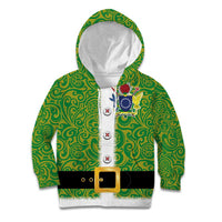Cook Islands Merry Christmas Kid Hoodie Santa Suit Style With Polynesian Pattern LT03 Hoodie Green - Polynesian Pride