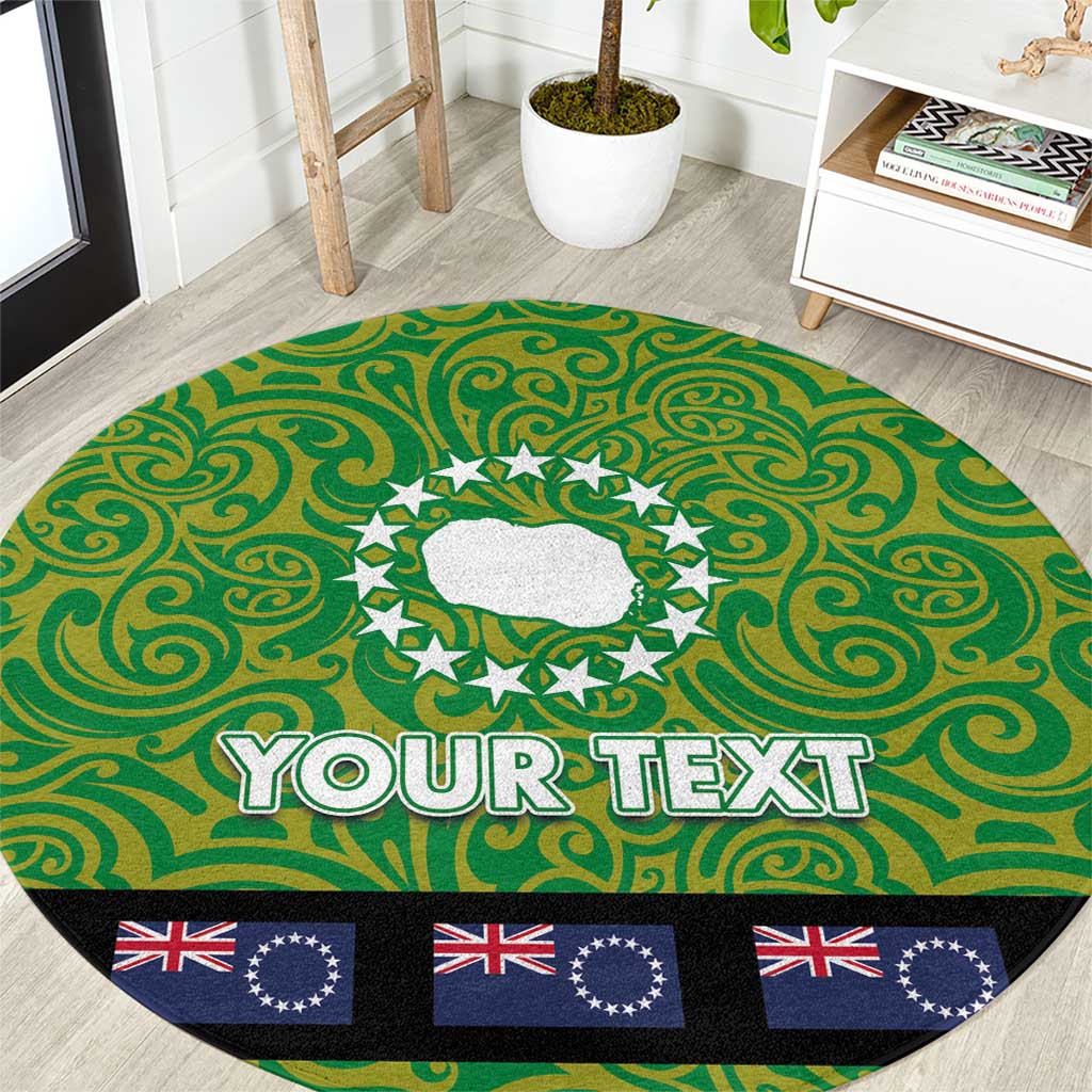 Cook Islands Merry Christmas Round Carpet Santa Suit Style With Polynesian Pattern LT03 Green - Polynesian Pride