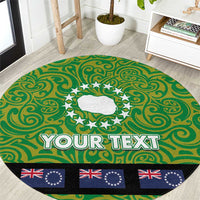 Cook Islands Merry Christmas Round Carpet Santa Suit Style With Polynesian Pattern LT03 Green - Polynesian Pride
