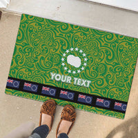 Cook Islands Merry Christmas Rubber Doormat Santa Suit Style With Polynesian Pattern LT03 - Polynesian Pride