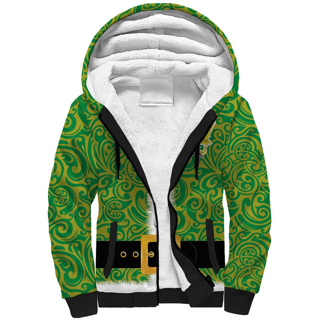 Cook Islands Merry Christmas Sherpa Hoodie Santa Suit Style With Polynesian Pattern LT03 Unisex Green - Polynesian Pride