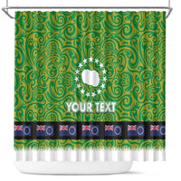 Cook Islands Merry Christmas Shower Curtain Santa Suit Style With Polynesian Pattern LT03 Green - Polynesian Pride