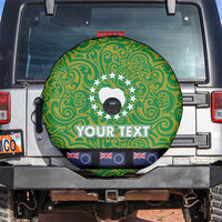 Cook Islands Merry Christmas Spare Tire Cover Santa Suit Style With Polynesian Pattern LT03 Green - Polynesian Pride