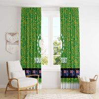 Cook Islands Merry Christmas Window Curtain Santa Suit Style With Polynesian Pattern LT03 - Polynesian Pride