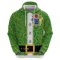 Cook Islands Merry Christmas Zip Hoodie Santa Suit Style With Polynesian Pattern LT03 - Polynesian Pride