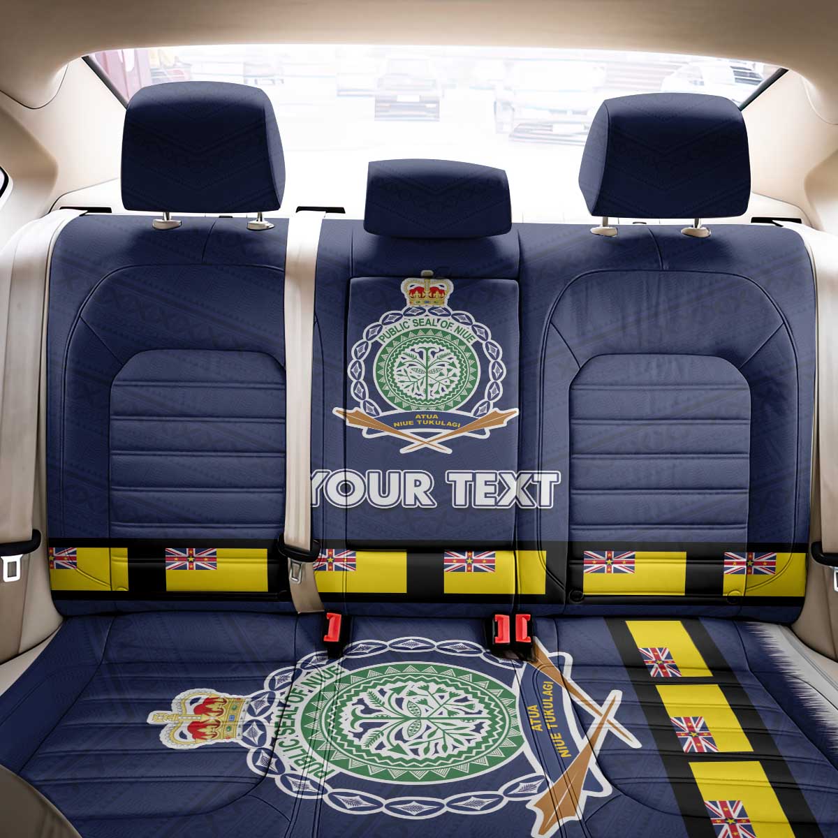 Niue Merry Christmas Back Car Seat Cover Santa Suit Style With Hiapo Pattern LT03 - Polynesian Pride