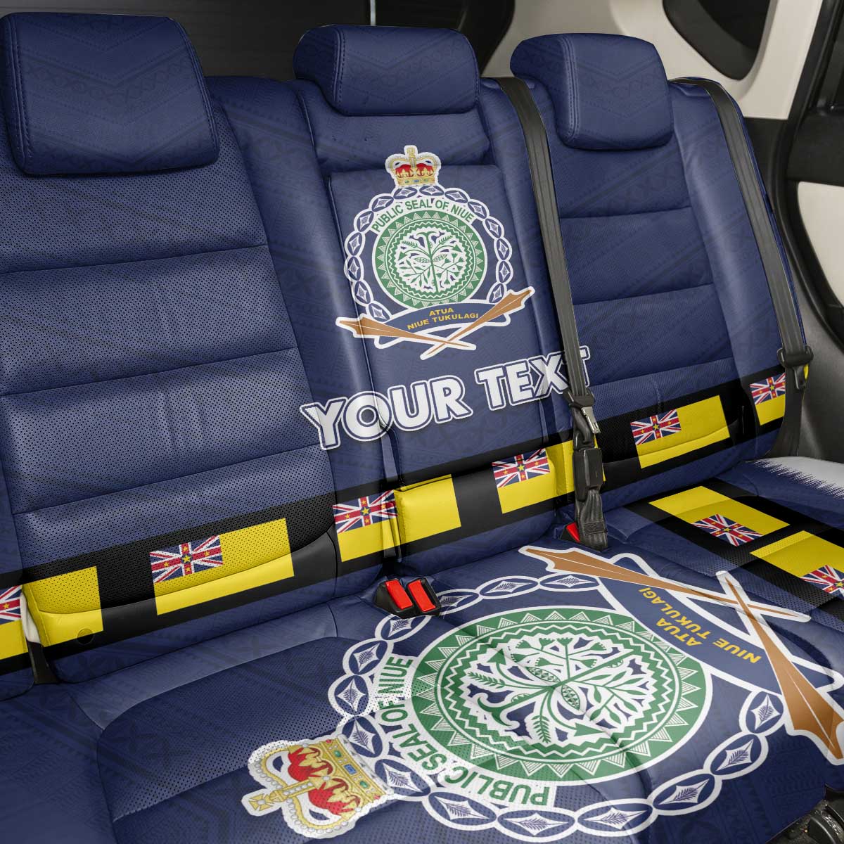 Niue Merry Christmas Back Car Seat Cover Santa Suit Style With Hiapo Pattern LT03 - Polynesian Pride