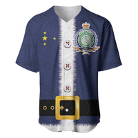 Niue Merry Christmas Baseball Jersey Santa Suit Style With Hiapo Pattern LT03 Blue - Polynesian Pride