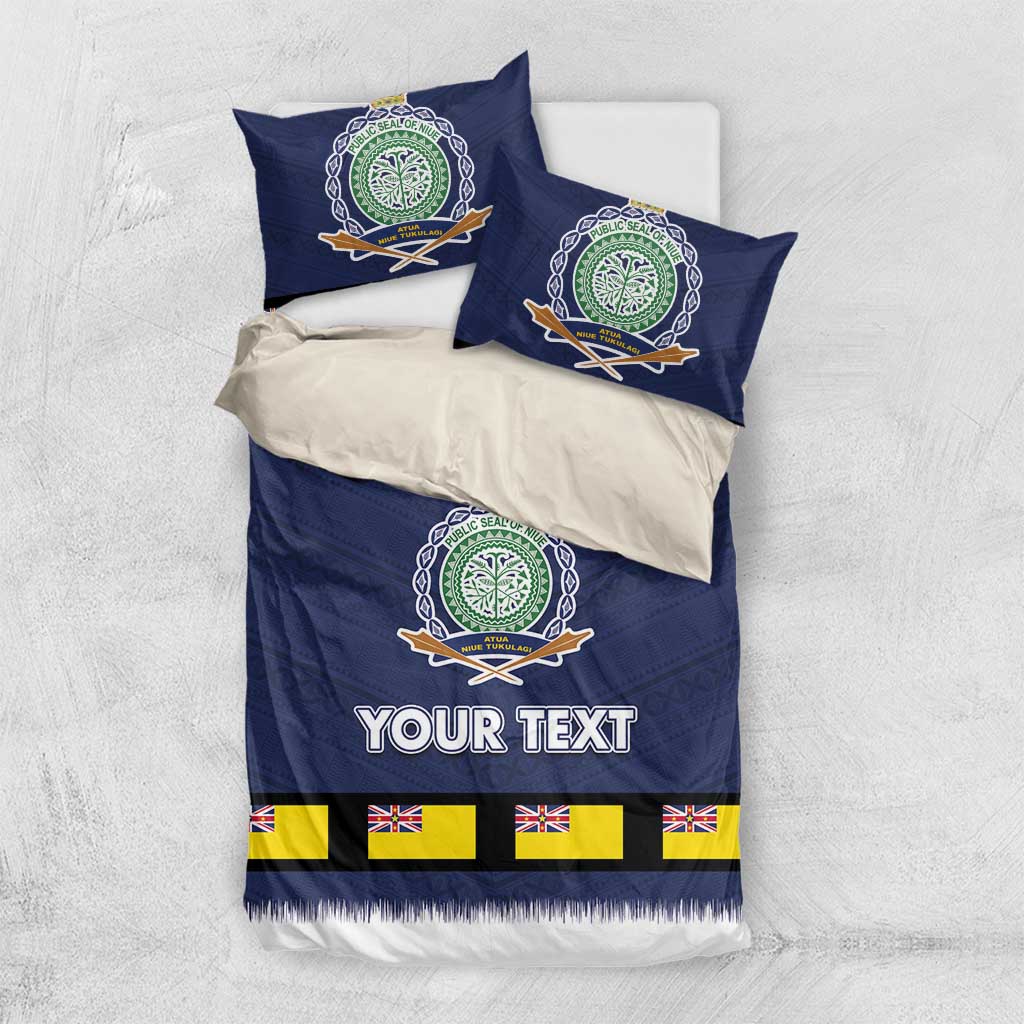 Niue Merry Christmas Bedding Set Santa Suit Style With Hiapo Pattern LT03 US Twin 172cm x 218cm Blue - Polynesian Pride