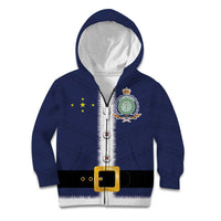 Niue Merry Christmas Kid Hoodie Santa Suit Style With Hiapo Pattern LT03 Zip Hoodie Blue - Polynesian Pride