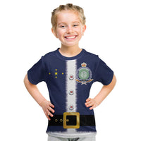 Niue Merry Christmas Kid T Shirt Santa Suit Style With Hiapo Pattern LT03 Blue - Polynesian Pride