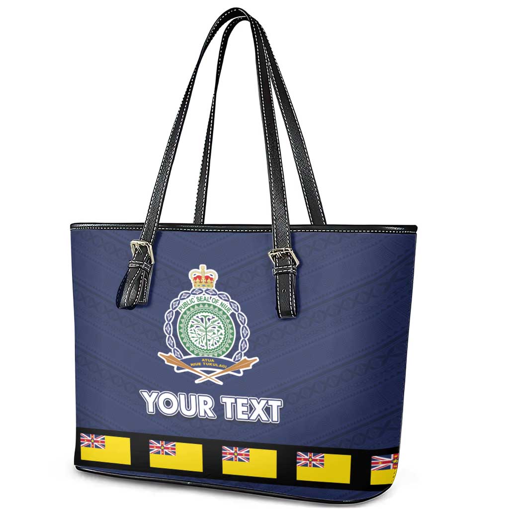 Niue Merry Christmas Leather Tote Bag Santa Suit Style With Hiapo Pattern LT03 - Polynesian Pride