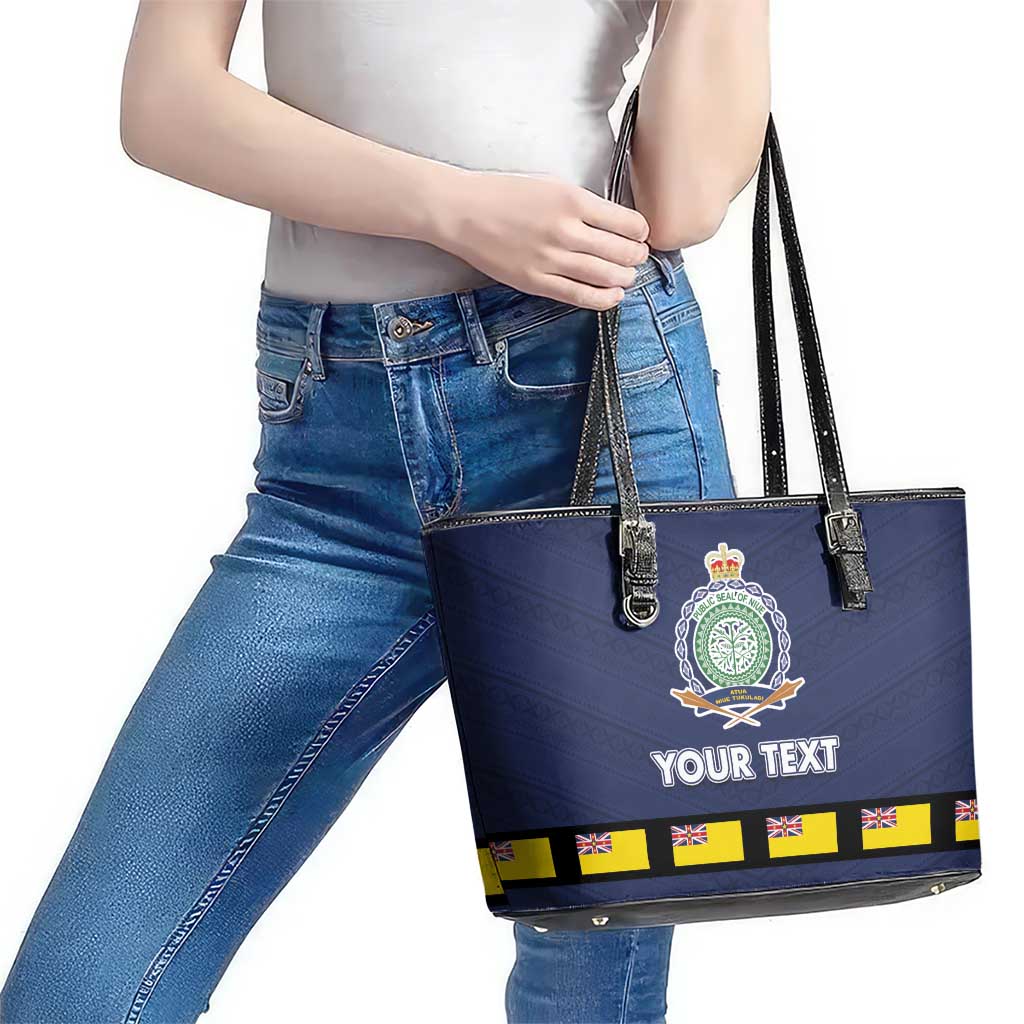 Niue Merry Christmas Leather Tote Bag Santa Suit Style With Hiapo Pattern LT03 - Polynesian Pride